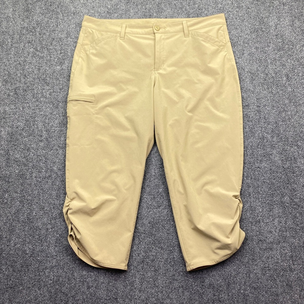 Eddie Bauer Womens 14 Khaki Tan Horizon Ruched Capri Hiking Pants Outdoor